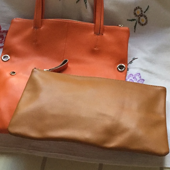 NWOT Two Tone Leather Handbag - Picture 2 of 4